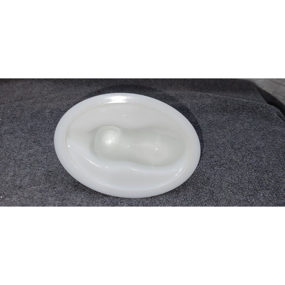 Vintage Westmoreland Milk Glass Cat Laying Down Trinket Box Lid Only 4.5"L - Picture 6 of 6